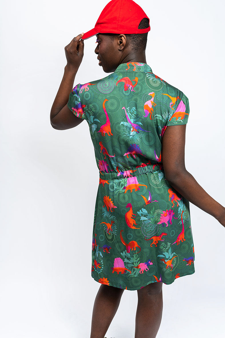 Robe cocktail motif animalier 