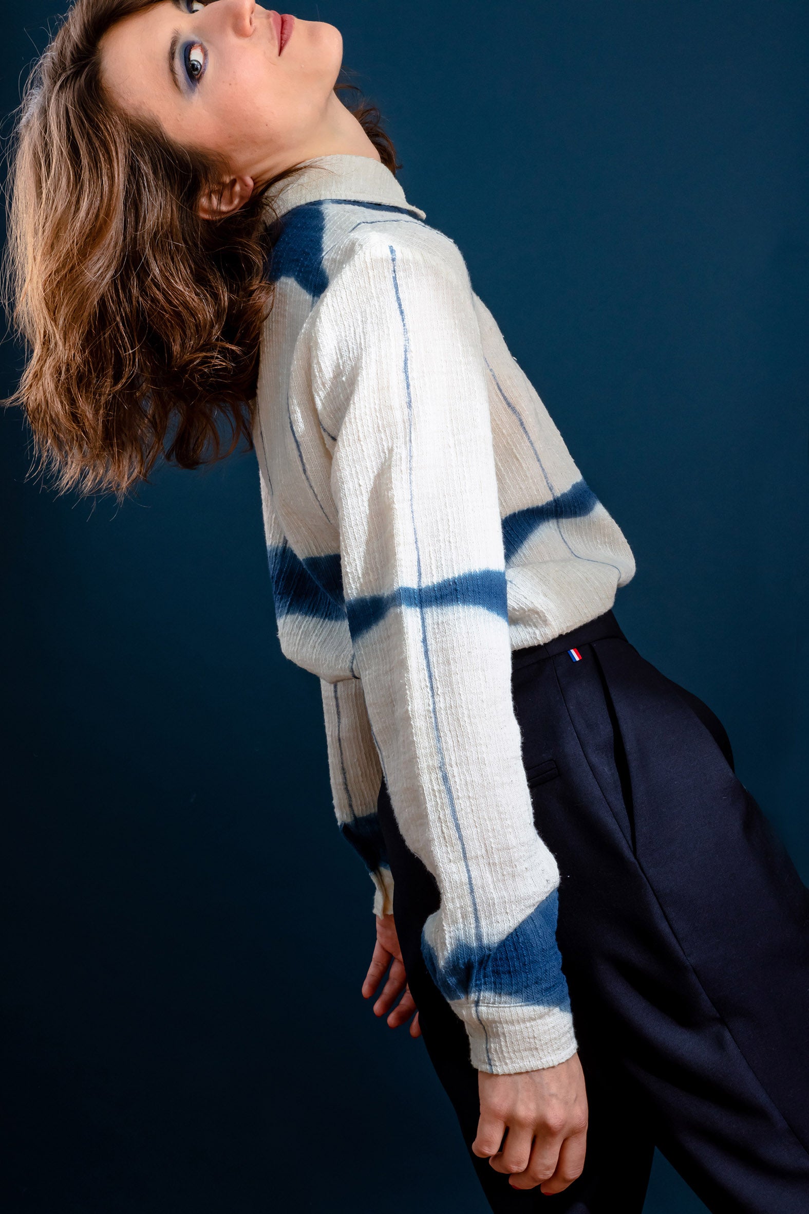 Chemise minuit* shibori-pinceaux-carreaux