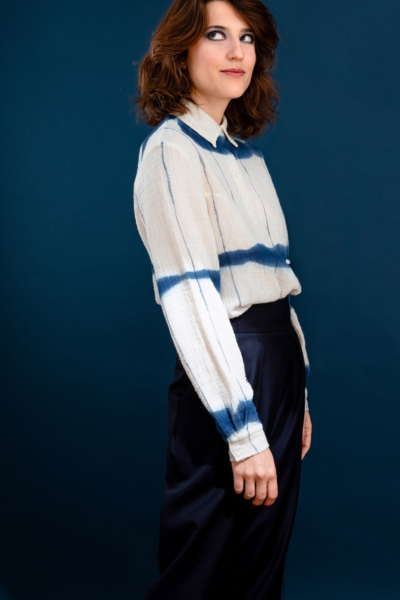Chemise minuit* shibori-pinceaux-carreaux