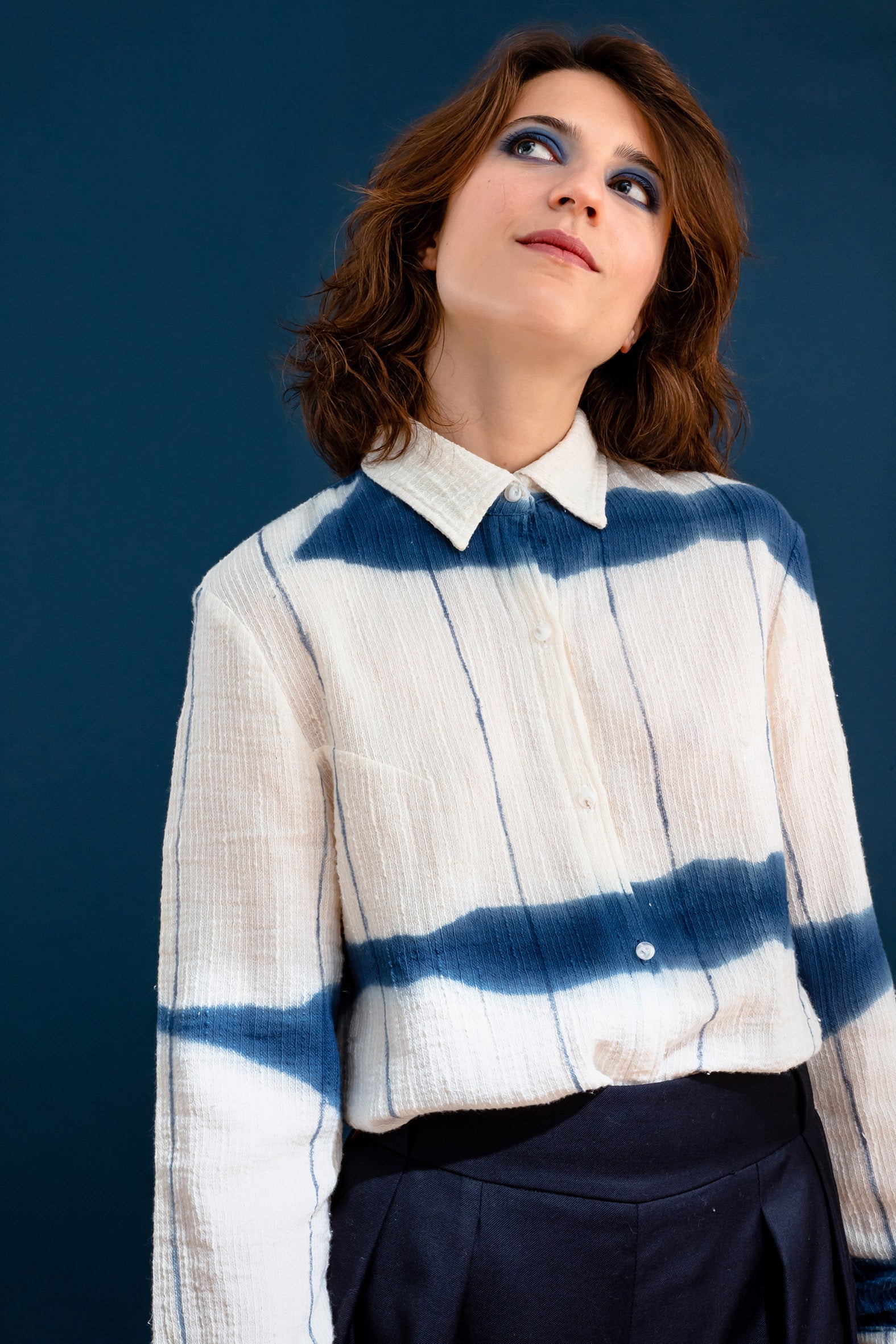 Chemise minuit* shibori-pinceaux-carreaux