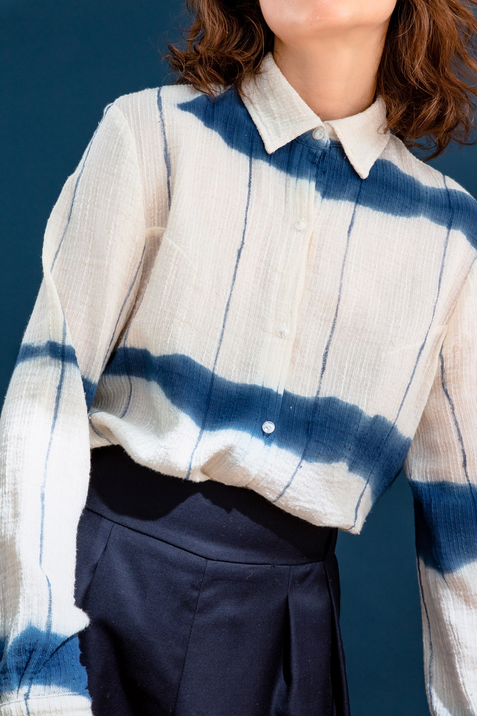 Chemise minuit* shibori-pinceaux-carreaux