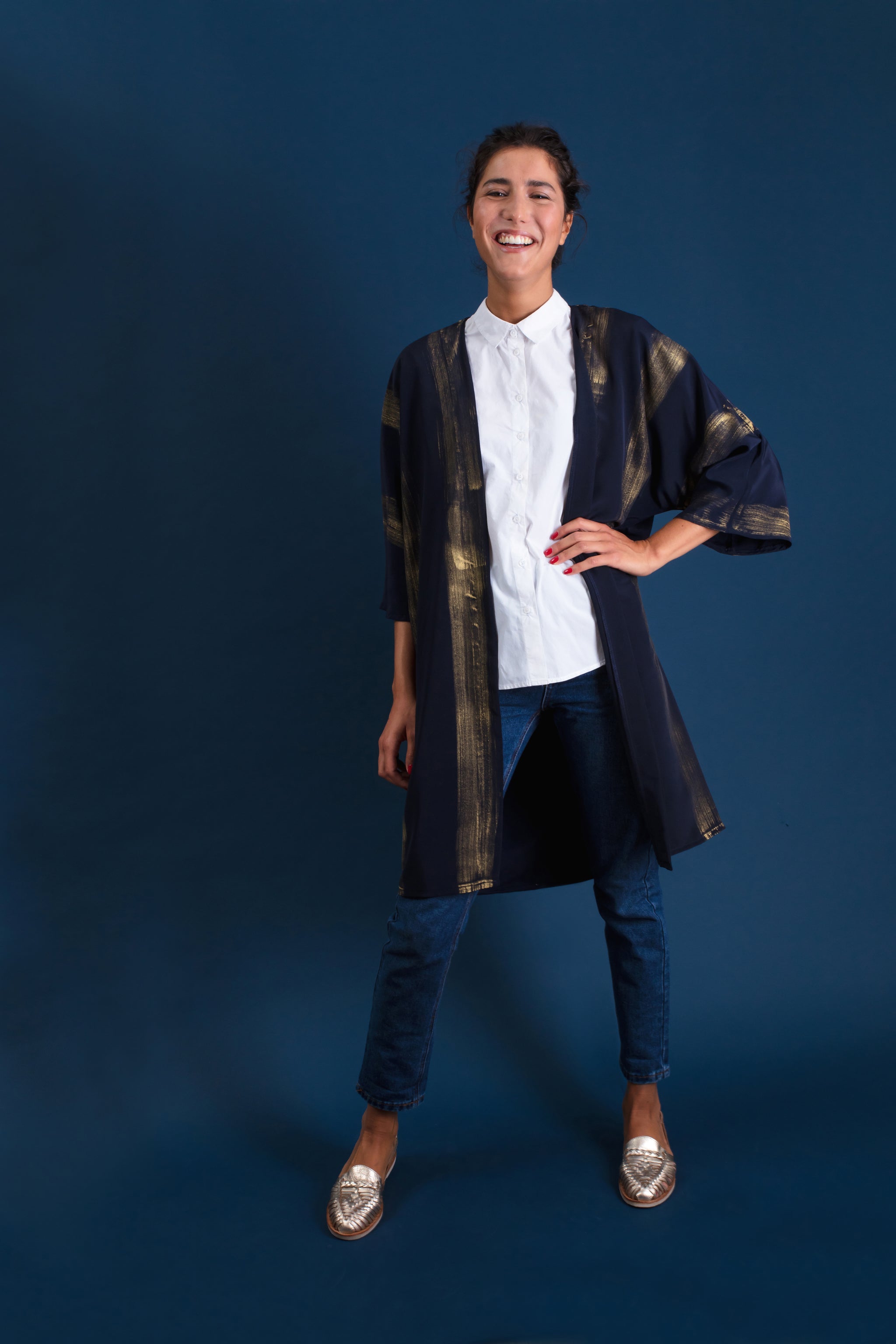 Kimono minuit* empreintes dorées