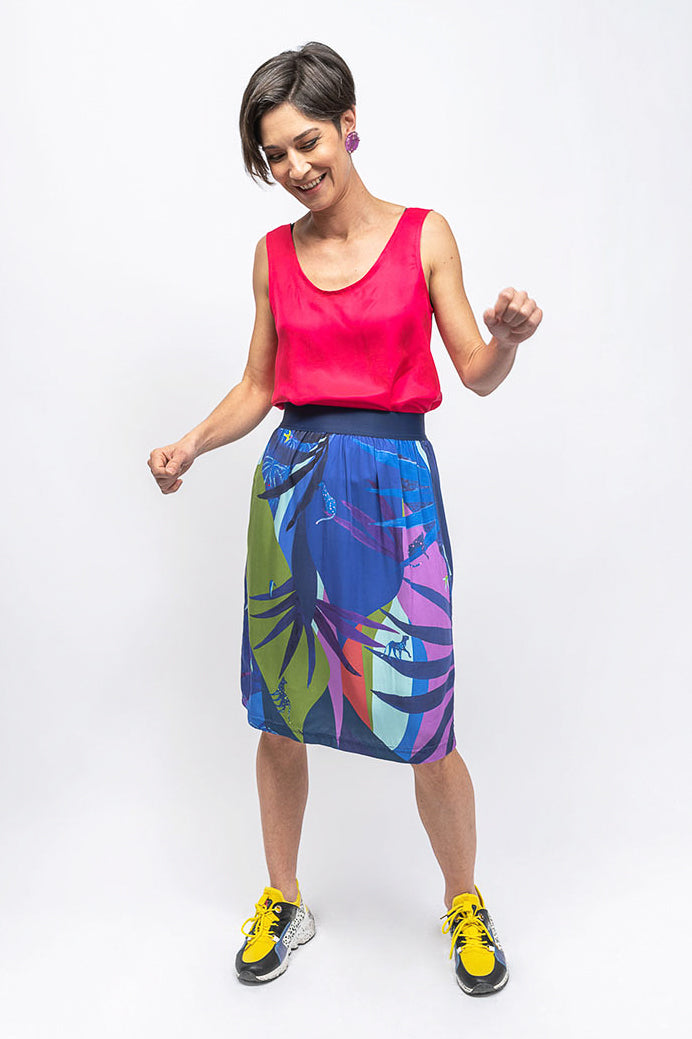 Jupe motif tropical 