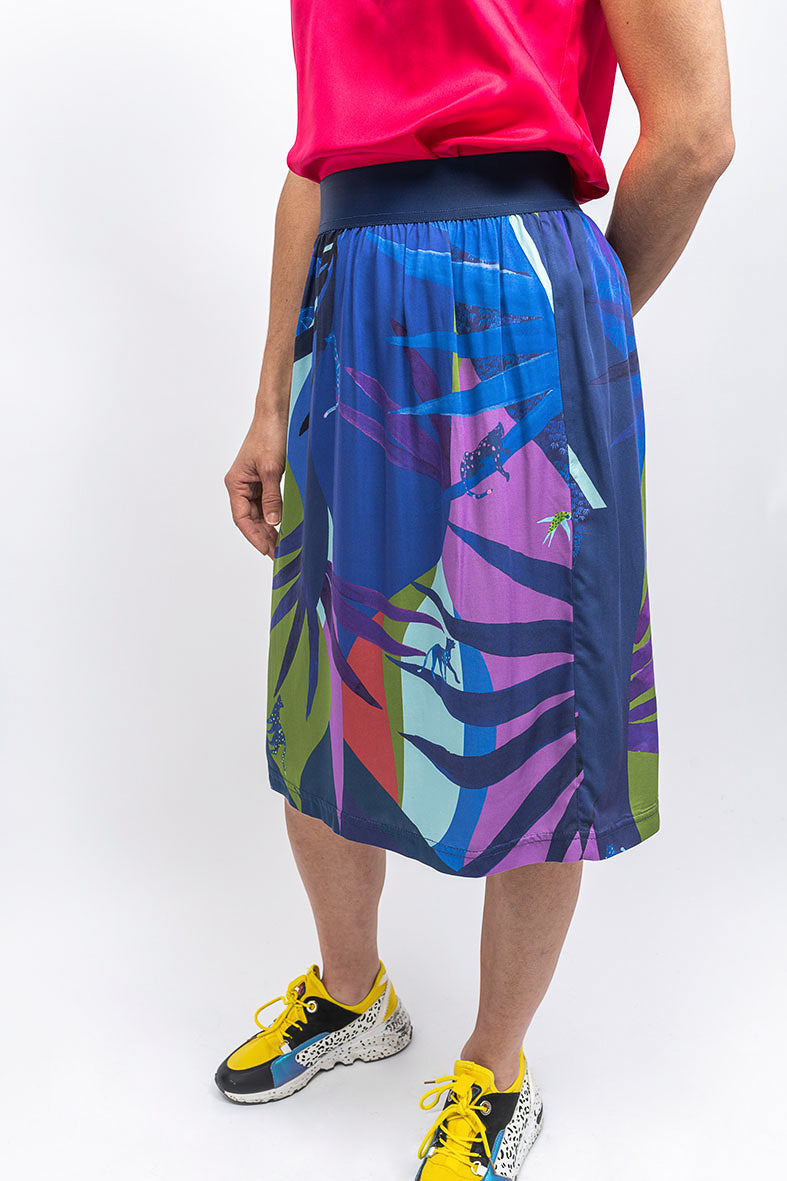 Jupe motif tropical 