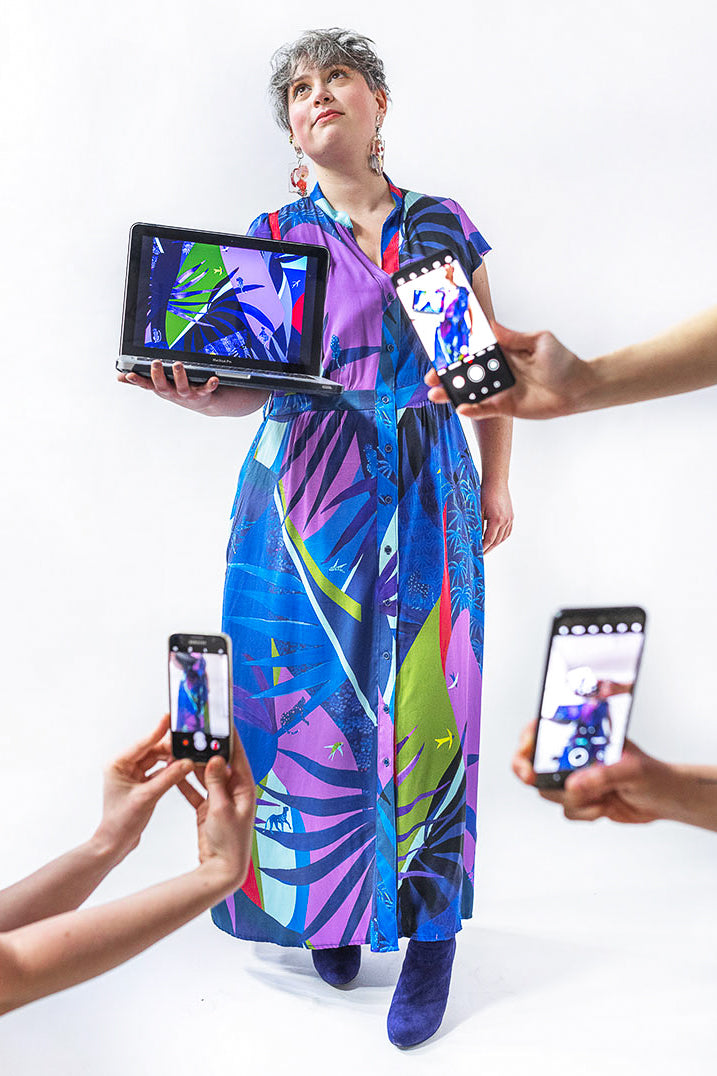 Robe longue motif tropical 