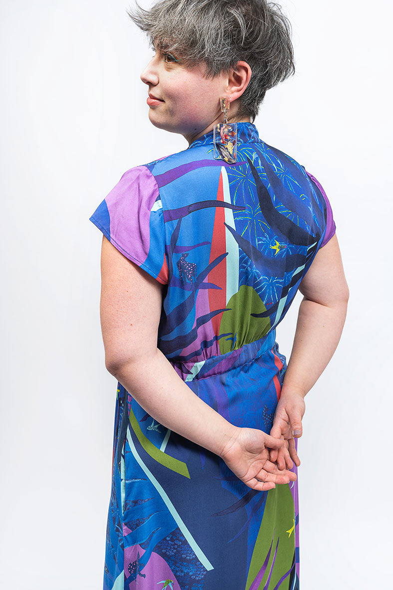 Robe longue motif tropical 