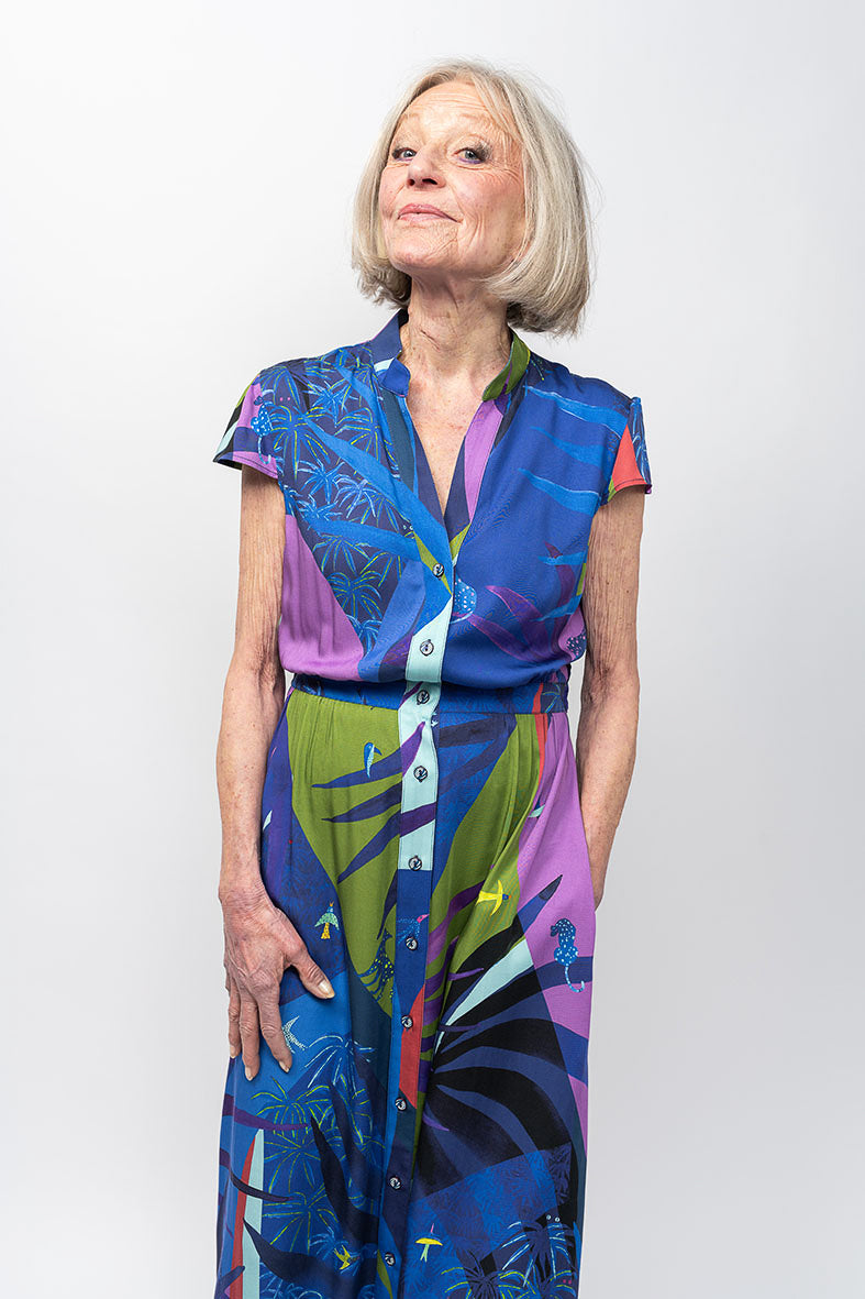 Robe longue motif tropical 