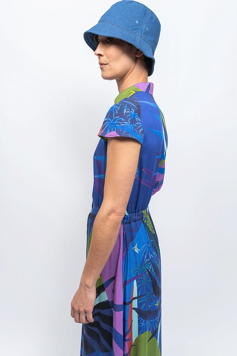 Robe longue motif tropical 