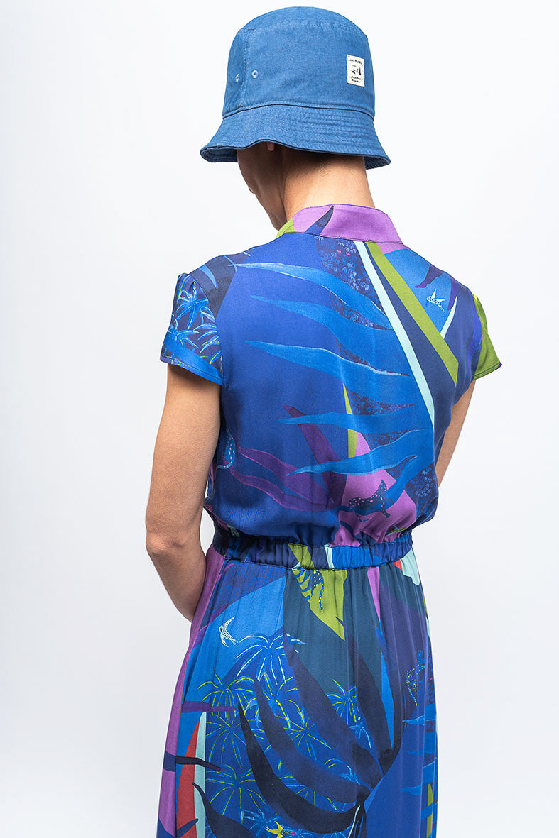 Robe longue motif tropical 